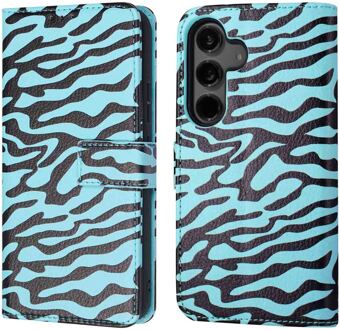 Imoshion Design Bookcase voor de Samsung Galaxy S24 - Black Blue Stripes Meerkleurig