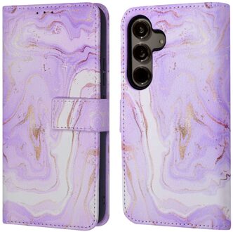 Imoshion Design Bookcase voor de Samsung Galaxy S24 Plus - Purple Marble Meerkleurig