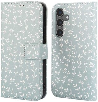 Imoshion Design Bookcase voor de Samsung Galaxy S24 - Smoke Green Flowers Meerkleurig