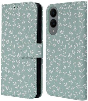 Imoshion Design Bookcase voor de Samsung Galaxy S25 Edge - Smoke Green Flowers Meerkleurig