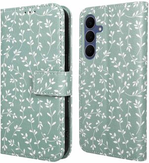 Imoshion Design Bookcase voor de Samsung Galaxy S25 FE - Smoke Green Flowers Meerkleurig
