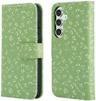 Imoshion Design Bookcase voor de Samsung Galaxy S25 - Green Flowers Meerkleurig