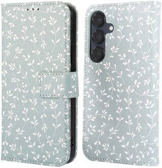 Imoshion Design Bookcase voor de Samsung Galaxy S25 - Smoke Green Flowers Meerkleurig