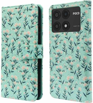 Imoshion Design Bookcase voor de Xiaomi Poco X6 Pro - Blue Flowers Meerkleurig