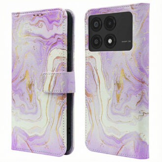 Imoshion Design Bookcase voor de Xiaomi Poco X6 Pro - Purple Marble Meerkleurig