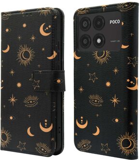 Imoshion Design Bookcase voor de Xiaomi Poco X6 Pro - Sky Black Meerkleurig