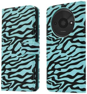 Imoshion Design Bookcase voor de Xiaomi Redmi A3 - Black Blue Stripes Meerkleurig