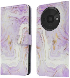 Imoshion Design Bookcase voor de Xiaomi Redmi A3 - Purple Marble Meerkleurig