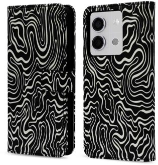 Imoshion Design Bookcase voor de Xiaomi Redmi Note 13 (5G) - Black And White Meerkleurig