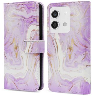 Imoshion Design Bookcase voor de Xiaomi Redmi Note 13 (5G) - Purple Marble Meerkleurig