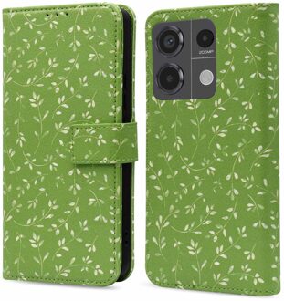 Imoshion Design Bookcase voor de Xiaomi Redmi Note 13 Pro (5G) / Poco X6 - Green Flowers Meerkleurig