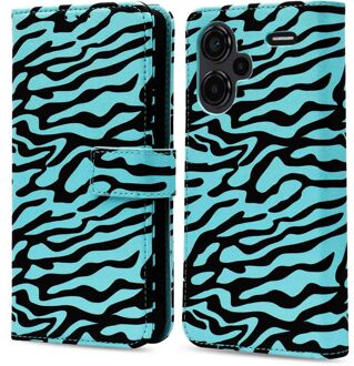 Imoshion Design Bookcase voor de Xiaomi Redmi Note 13 Pro Plus (5G) - Black Blue Stripes Meerkleurig