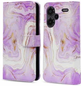 Imoshion Design Bookcase voor de Xiaomi Redmi Note 13 Pro Plus (5G) - Purple Marble Meerkleurig