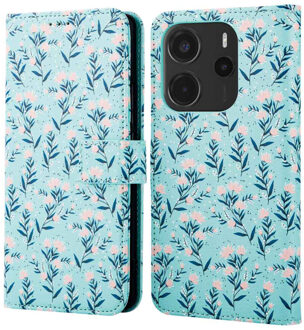 Imoshion Design Bookcase voor de Xiaomi Redmi Note 14 (4G) - Blue Flowers Meerkleurig