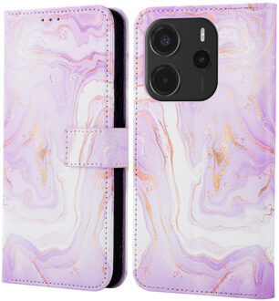 Imoshion Design Bookcase voor de Xiaomi Redmi Note 14 (4G) - Purple Marble Meerkleurig