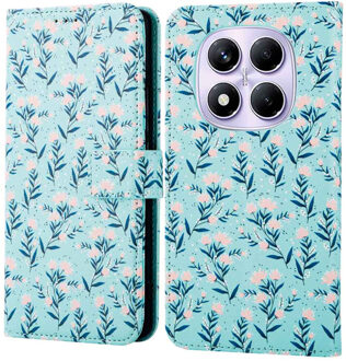 Imoshion Design Bookcase voor de Xiaomi Redmi Note 14 Pro (4G) - Blue Flowers Meerkleurig