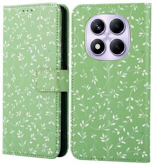 Imoshion Design Bookcase voor de Xiaomi Redmi Note 14 Pro (4G) - Green Flowers Meerkleurig