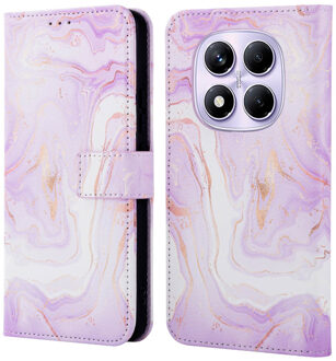 Imoshion Design Bookcase voor de Xiaomi Redmi Note 14 Pro (4G) - Purple Marble Meerkleurig