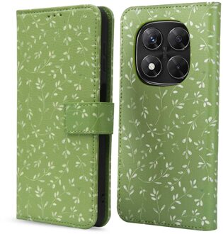 Imoshion Design Bookcase voor de Xiaomi Redmi Note 14 Pro (5G) / 14 Pro Plus (5G) - Green Flowers Meerkleurig