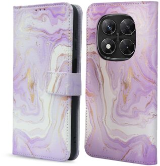 Imoshion Design Bookcase voor de Xiaomi Redmi Note 14 Pro (5G) / 14 Pro Plus (5G) - Purple Marble Meerkleurig