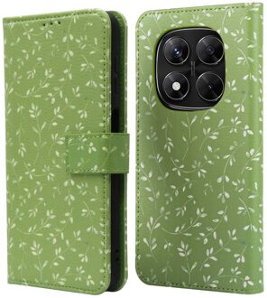 Imoshion Design Bookcase voor de Xiaomi Redmi Note 14 Pro Plus (5G) - Green Flowers Meerkleurig