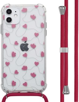 Imoshion Design hoesje met koord voor de Apple iPhone 11 - Dusty Rose Connected Hearts Meerkleurig - 6.1