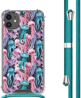 Imoshion Design hoesje met koord voor de Apple iPhone 11 - Jellyfish Watercolor Meerkleurig - 6.1