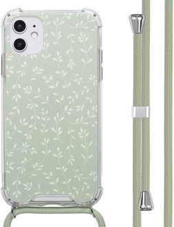 Imoshion Design hoesje met koord voor de Apple iPhone 11 - Smoke Green Flowers Meerkleurig - 6.1