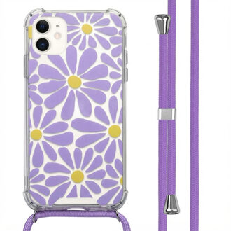 Imoshion Design hoesje met koord voor de Apple iPhone 11 - Tropical Violet Flowers Connect Meerkleurig - 6.1