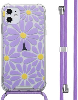 Imoshion Design hoesje met koord voor de Apple iPhone 11 - Tropical Violet Flowers Connect Meerkleurig - 6.1