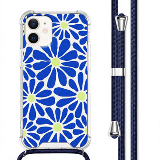 Imoshion Design hoesje met koord voor de Apple iPhone 12 Mini - Cobalt Blue Flowers Connect Meerkleurig - 5.4