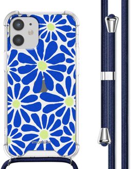 Imoshion Design hoesje met koord voor de Apple iPhone 12 Mini - Cobalt Blue Flowers Connect Meerkleurig - 5.4
