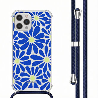 Imoshion Design hoesje met koord voor de Apple iPhone 12 (Pro) - Cobalt Blue Flowers Connect Meerkleurig - 6.1
