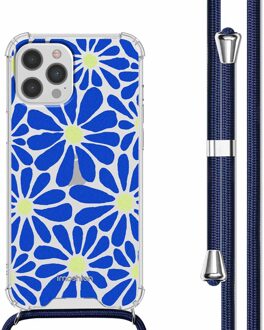 Imoshion Design hoesje met koord voor de Apple iPhone 12 Pro Max - Cobalt Blue Flowers Connect Meerkleurig - 6.7