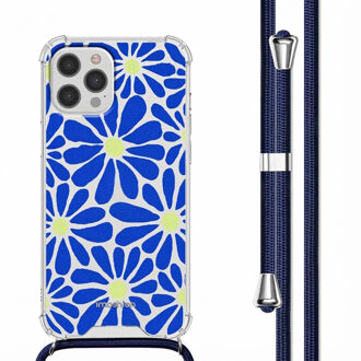 Imoshion Design hoesje met koord voor de Apple iPhone 12 Pro Max - Cobalt Blue Flowers Connect Meerkleurig - 6.7