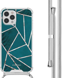 Imoshion Design hoesje met koord voor de Apple iPhone 12 (Pro) - Petrol Green Graphic Meerkleurig - 6.1