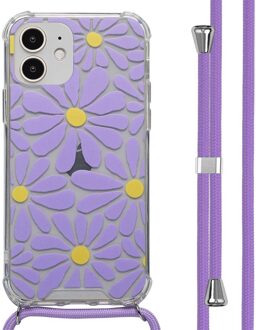 Imoshion Design hoesje met koord voor de Apple iPhone 12 (Pro) - Tropical Violet Flowers Connect Meerkleurig - 6.1