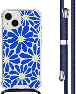 Imoshion Design hoesje met koord voor de Apple iPhone 13 - Cobalt Blue Flowers Connect Meerkleurig