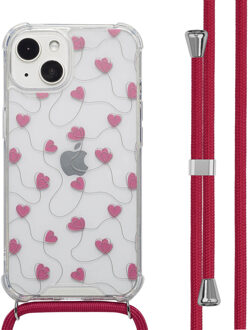 Imoshion Design hoesje met koord voor de Apple iPhone 13 - Dusty Rose Connected Hearts Meerkleurig
