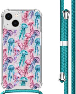 Imoshion Design hoesje met koord voor de Apple iPhone 13 - Jellyfish Watercolor Meerkleurig