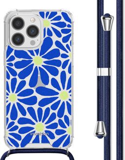 Imoshion Design hoesje met koord voor de Apple iPhone 13 Pro - Cobalt Blue Flowers Connect Meerkleurig