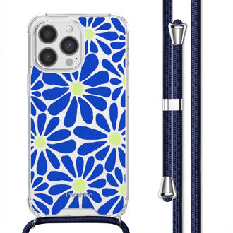 Imoshion Design hoesje met koord voor de Apple iPhone 13 Pro - Cobalt Blue Flowers Connect Meerkleurig