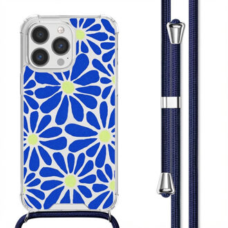 Imoshion Design hoesje met koord voor de Apple iPhone 13 Pro Max - Cobalt Blue Flowers Connect Meerkleurig