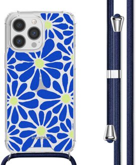 Imoshion Design hoesje met koord voor de Apple iPhone 13 Pro Max - Cobalt Blue Flowers Connect Meerkleurig