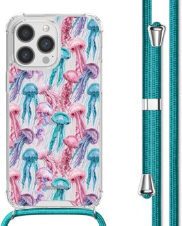 Imoshion Design hoesje met koord voor de Apple iPhone 13 Pro Max - Jellyfish Watercolor Meerkleurig