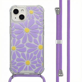 Imoshion Design hoesje met koord voor de Apple iPhone 13 - Tropical Violet Flowers Connect Meerkleurig