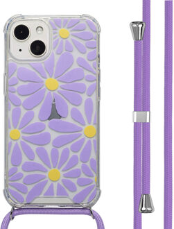 Imoshion Design hoesje met koord voor de Apple iPhone 13 - Tropical Violet Flowers Connect Meerkleurig