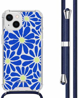 Imoshion Design hoesje met koord voor de Apple iPhone 14 - Cobalt Blue Flowers Connect Meerkleurig - 6.06