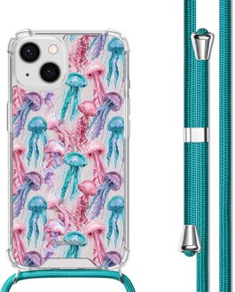 Imoshion Design hoesje met koord voor de Apple iPhone 14 - Jellyfish Watercolor Meerkleurig - 6.06