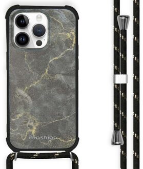 Imoshion Design hoesje met koord voor de Apple iPhone 14 Pro - Black Marble Meerkleurig - 6.1